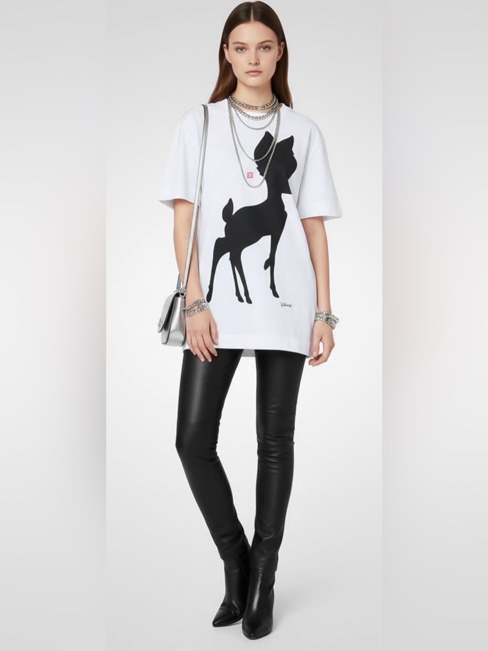Givenchy White Tee with Black Bambi Graphic